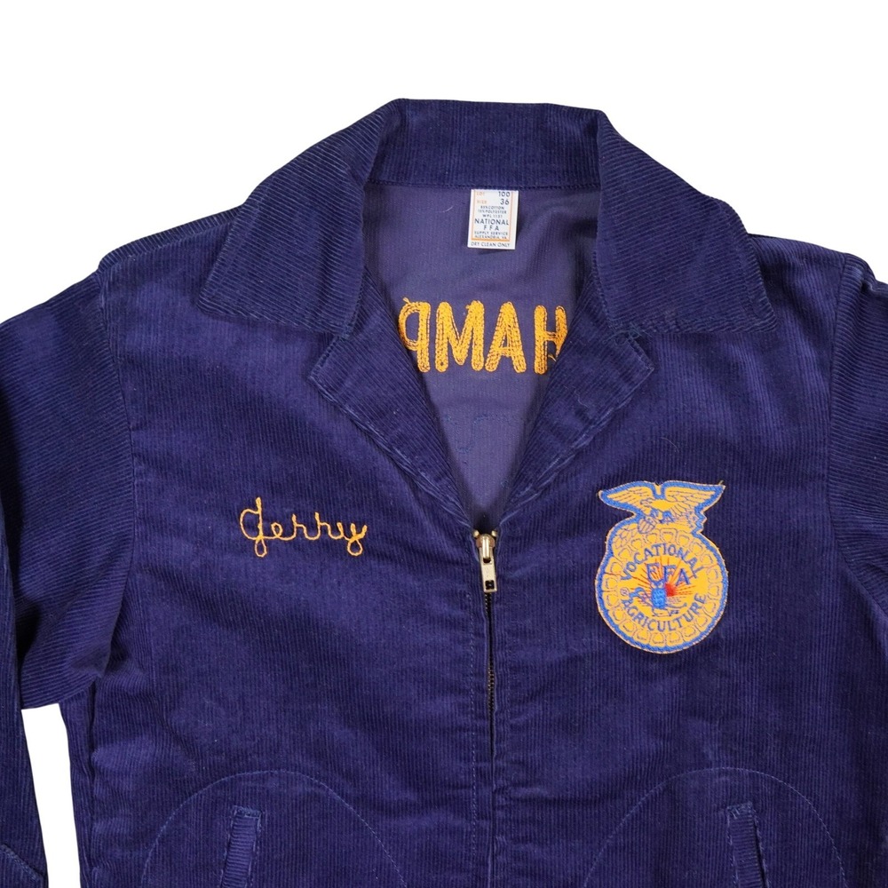 VTG 80s National FFA Jacket Men 36 Blue Manchester New Hampshire Corduroy Gerry - Picture 3 of 15